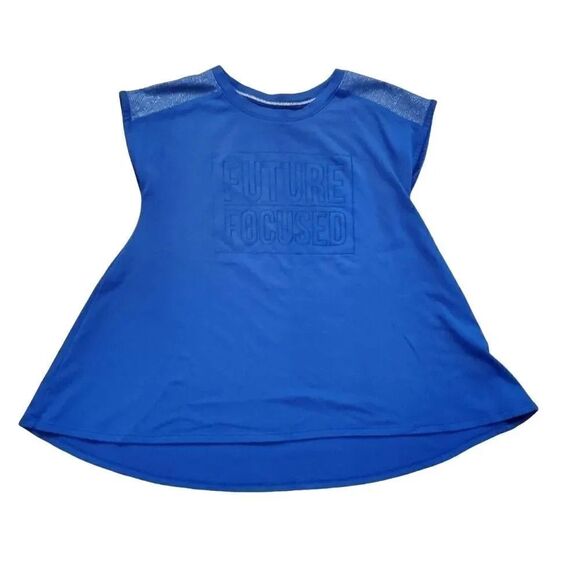 Cat & Jack Girls Blue Future Focused Cap Sleeve Top - Size 7/8 - Picture 1 of 4